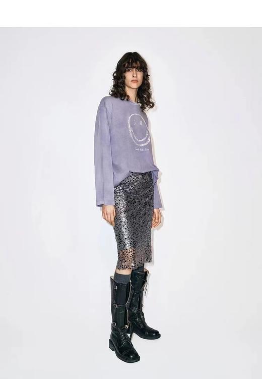 F013028联名长袖T恤2026新品烫钻笑脸长袖T俏皮软语 商品图2