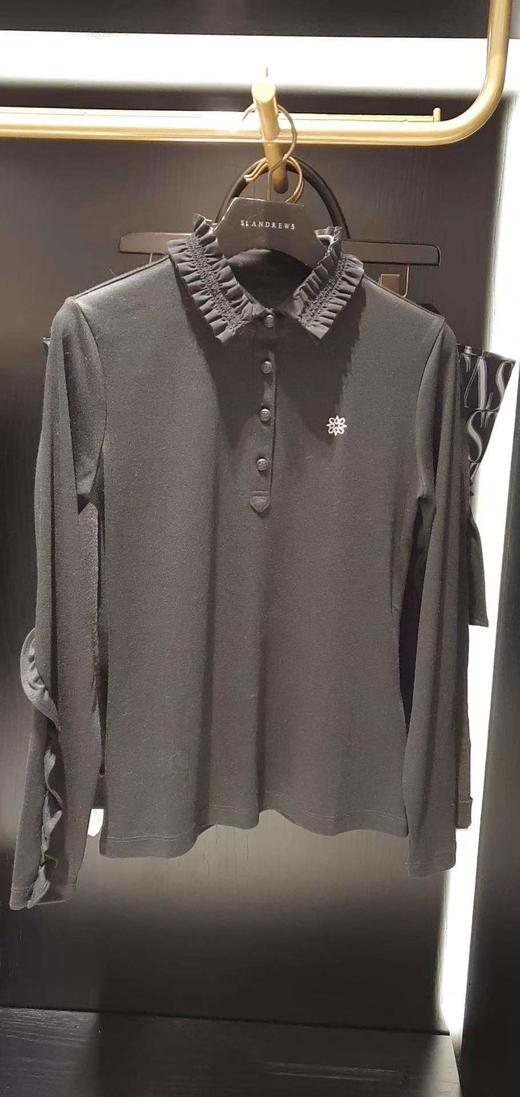 新款女士压褶边装饰POLO长袖！W121957-28 商品图3