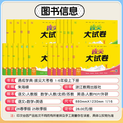 2026春通成学典拔尖大试卷小学语文数学英语一二三四五六年级下册任选人教版单元卷期中卷期末卷专项突破卷 商品图2