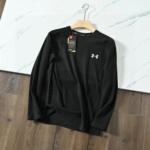 进口双面德绒长袖衫  男子小圆领加厚超弹力长袖训练健身运动打底衫保暖内衣上衣 商品图1