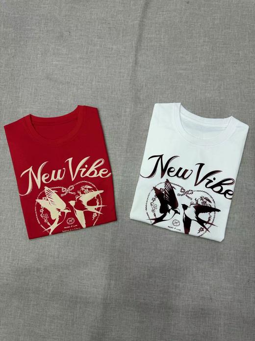 F013027短袖T恤2026春新品棉质双层植绒印花新年燕子 商品图7