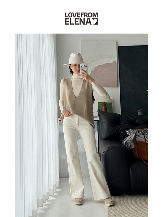 定制莱卡四面弹 气质显瘦高腰微喇牛仔裤 商品图1