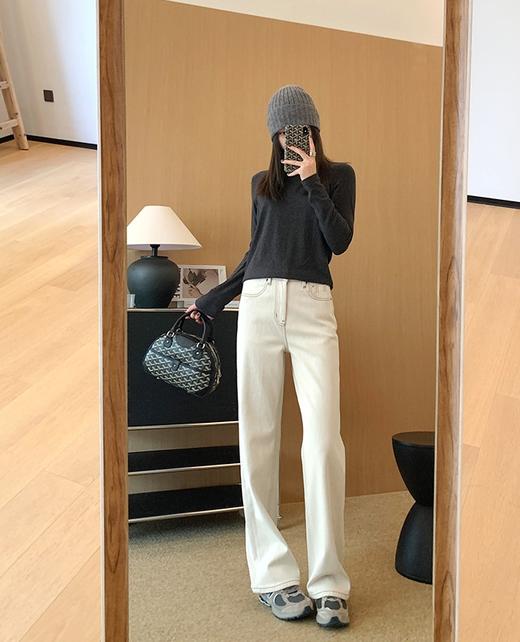 土耳其新款心动双版加绒直筒四面弹窄版牛仔裤 商品图4