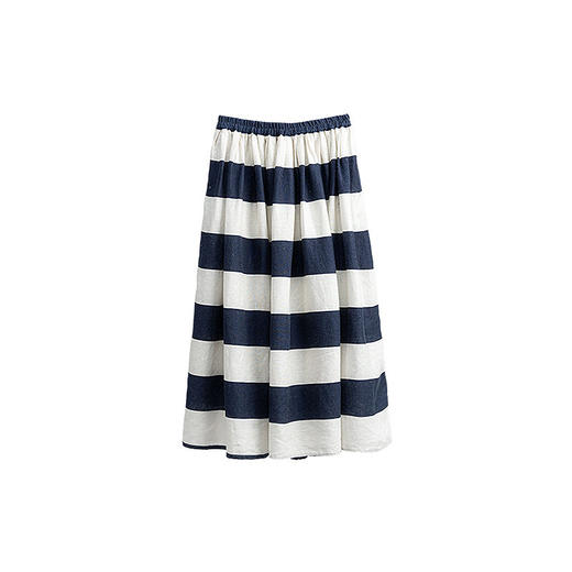 绽放005朵/海的痕迹·蓝白条纹撞色半身长裙女2026新款百搭半身裙 商品图4
