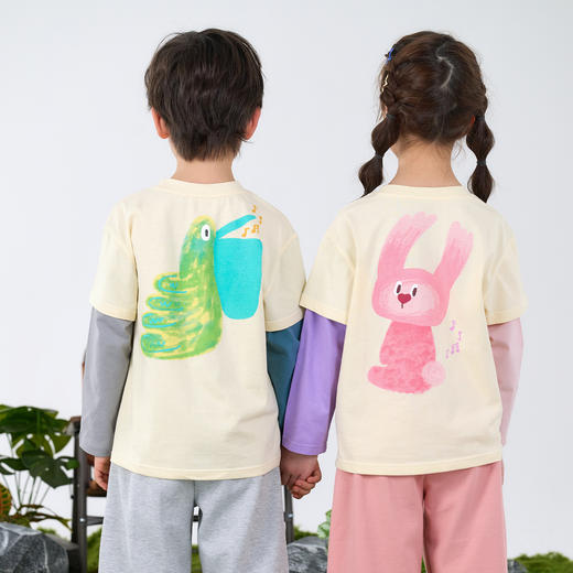 【纯棉10A抗菌】棉花堂水彩动物假两件长袖童装 -FA61005 商品图6