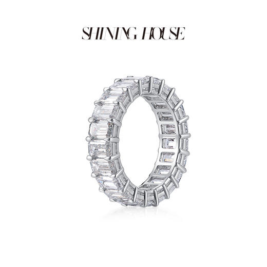 【预售】ShiningHouse[培育] 18k金钻石戒指 长方形克拉钻人工真钻人造钻石K金戒指豪华排钻戒指悦己送礼臻选【此商品不支持7天无理由退货退款】预计3日发货 商品图2