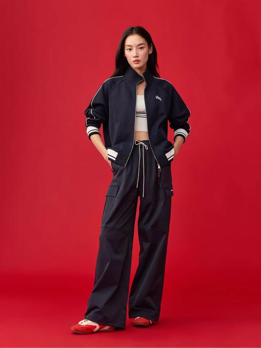 雅y同款时尚运动棒球服撞色外套+弛感锥形运动裤 商品图0