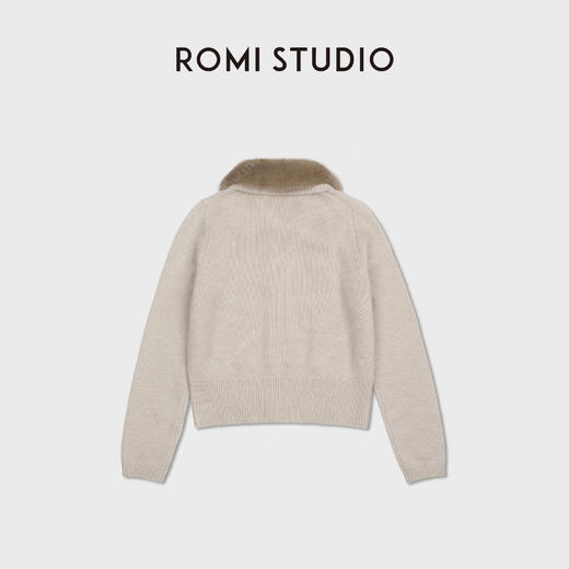 ROMI STUDIO帕丝条丹麦水貂毛领100%山羊绒毛织外套 RWDSW02392 商品图1