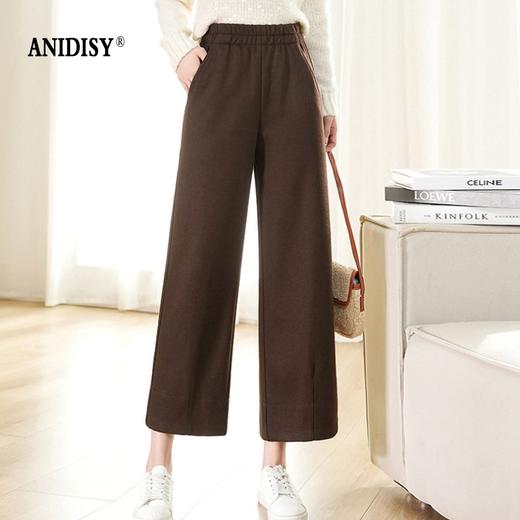 高腰松紧腰毛呢加厚直筒九分山本裤 商品图0