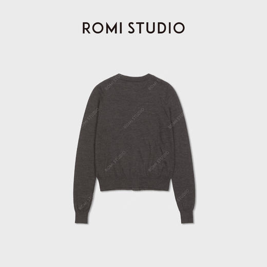 ROMI STUDIO“简约老钱”超细美丽诺绵羊毛混纺圆领开衫RW24LSB1439 商品图1