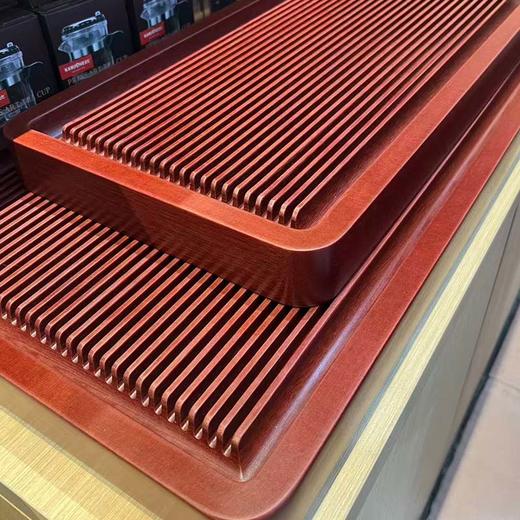 弘唐电木茶盘红料汉韵平边直条款高档茶盘简约办公干湿两用茶盘 商品图0