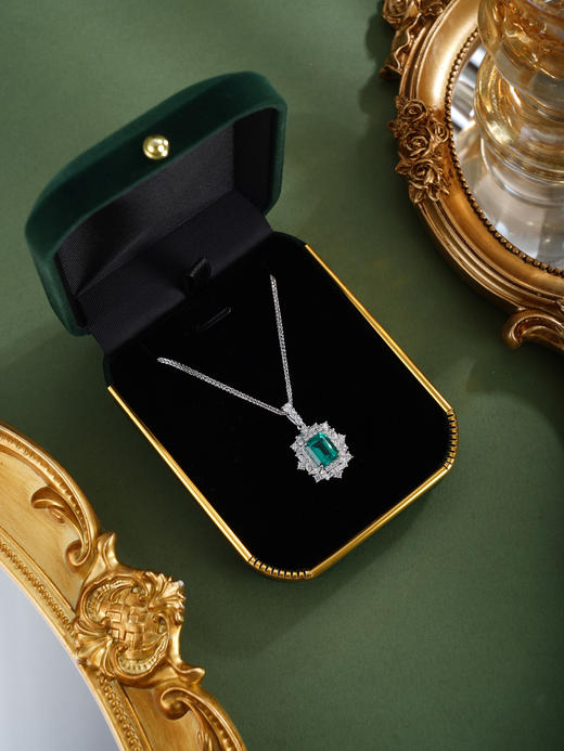 子佩集【朗曜清嘉】银S925套链【PYP2047-XF】项链培育宝石祖母绿2601 商品图4