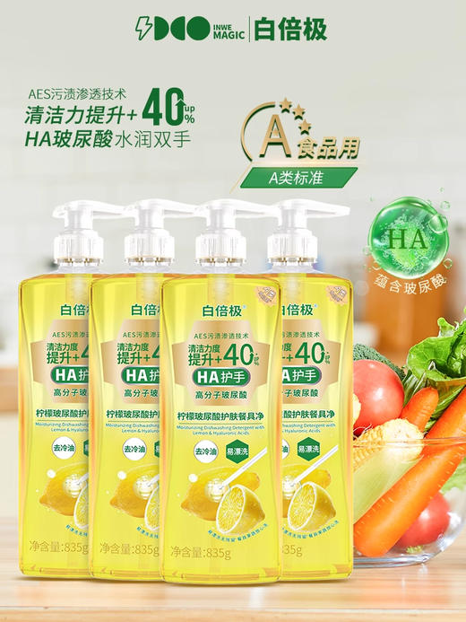 白倍极柠檬餐具净|母婴A类可食用级！易漂洗无残留不伤手还护肤|洗洁精 商品图4