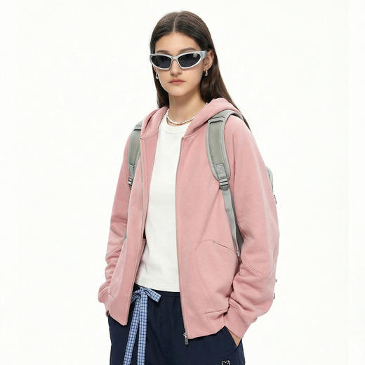 IDEVERRAY加绒冬季卫衣连帽情侣同款懒人穿搭拉链开衫长袖外套 商品图4