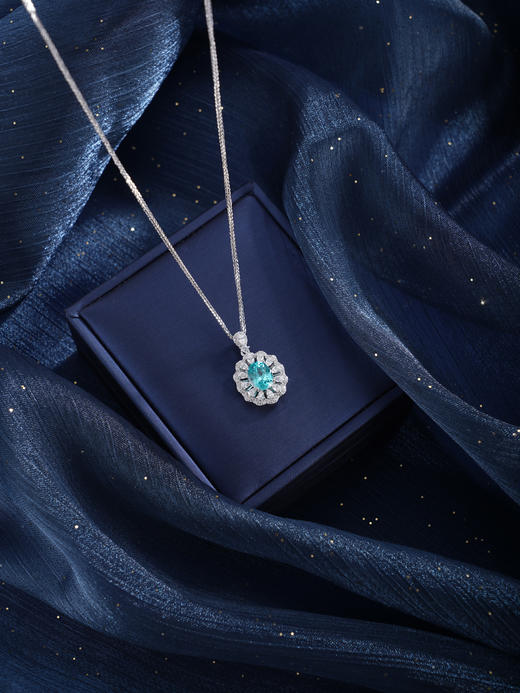 子佩集【景明嘉遇】银S925套链【PYP2042-XF】项链培育宝石帕拉伊巴蓝碧玺2601 商品图2