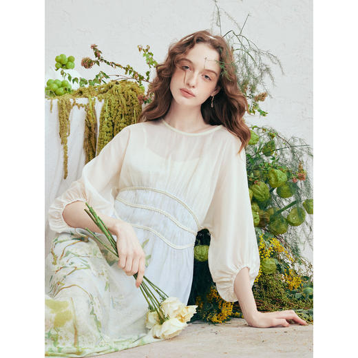 两三事梵高文艺 爱意漫游 2026春季新款绑带两件套印花雪纺连衣裙 商品图1