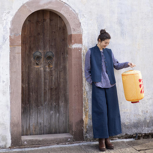 绽放004朵/ 蓝色序章-阔腿裤·棉麻混纺直筒休闲裤宽松显瘦九分裤 商品图3