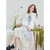 两三事梵高文艺 缱绻心事 2026春季新款蕾丝拼接印花不规则半身裙 商品缩略图2