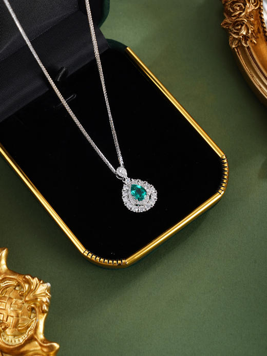 子佩集【韵华清嘉】银S925套链【PM2281-XF】项链培育宝石祖母绿2601 商品图5