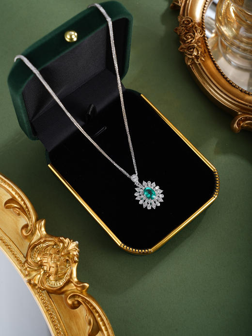 子佩集【炽光序章】银S925套链【PM2275-XF】项链培育宝石祖母绿2601 商品图5