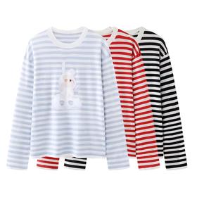 F013026联名2026春季新款刘浩存同款卡通印花条纹针织衫