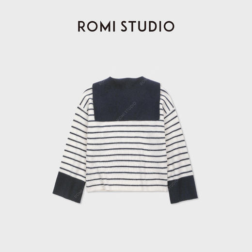 ROMI STUDIO“经典海军风”双纱羊毛竖坑条肌理套头毛织 RWDSST1799 商品图3