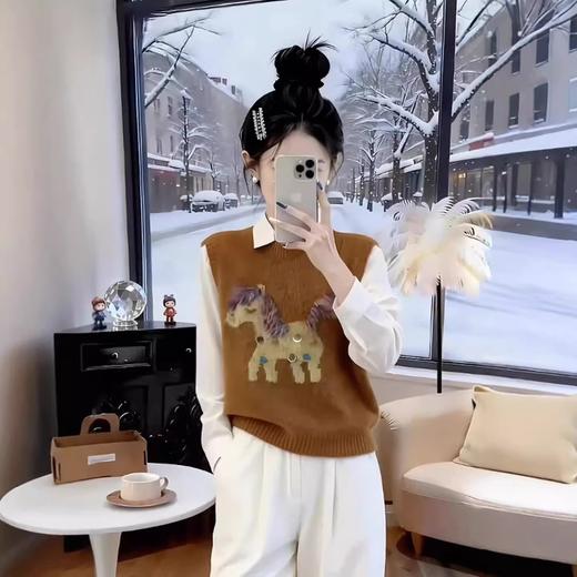 马年氛围感担当｜亮片小马羊毛混纺针织马甲 商品图7