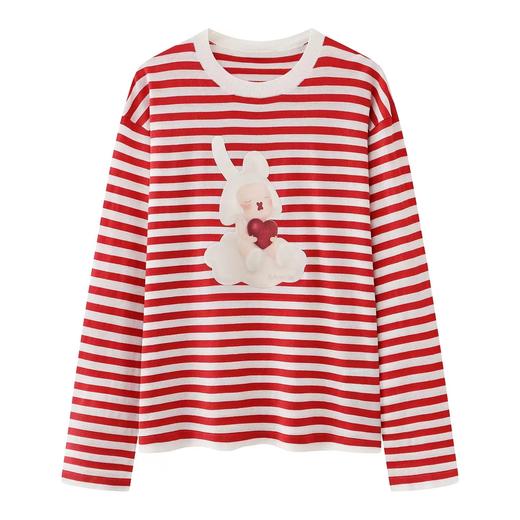 F013026联名2026春季新款刘浩存同款卡通印花条纹针织衫 商品图5