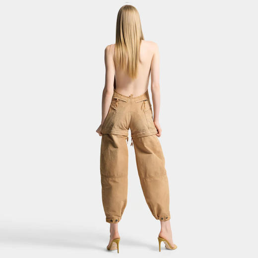 DSQUARED2 女士字母徽标贴片工装做旧连体裤 米色 S75FP0183 D35106 126 商品图3