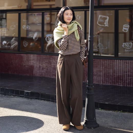 特绽019朵/棉闲·纯棉休闲感长款阔腿裤女2026春季新款垂感休闲裤 商品图2