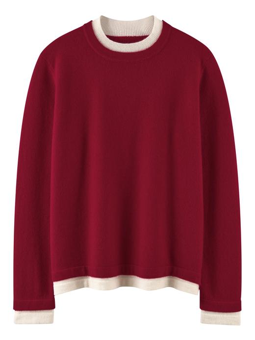 【来点不一样的】平面双层圆领拼接假两件！100%山羊绒女宽松套头针织打底毛衣上衣女款！ 商品图2