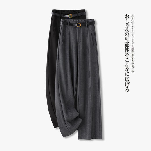 【舒适亲肤❗️软而不塌】灰色天丝羊毛西装阔腿裤女秋季2025新款高腰秋冬休闲垂感直筒长裤。jc 商品图2