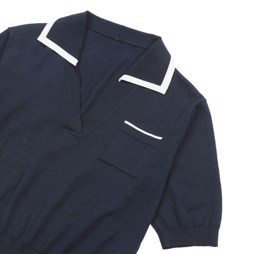 ROMI STUDIO“高智感”棉质撞色翻领修身短袖Polo上衣RWDSST1791 商品图2