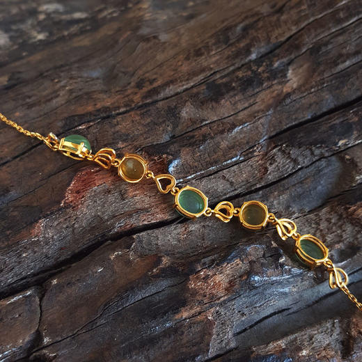 【天然正品】A货翡翠AU750黄金镶钻镶天然细腻晴水冰种蛋面翡翠配符山石手链 链长：20CM（长度可调节）181125AH48 商品图5