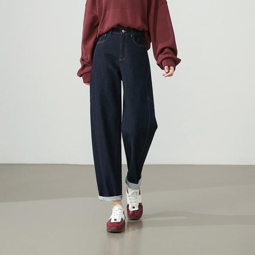 【初春-人字纹-镰刀裤】逸阳不易褪色显瘦弯刀提花牛仔长裤8221VB1 商品图5