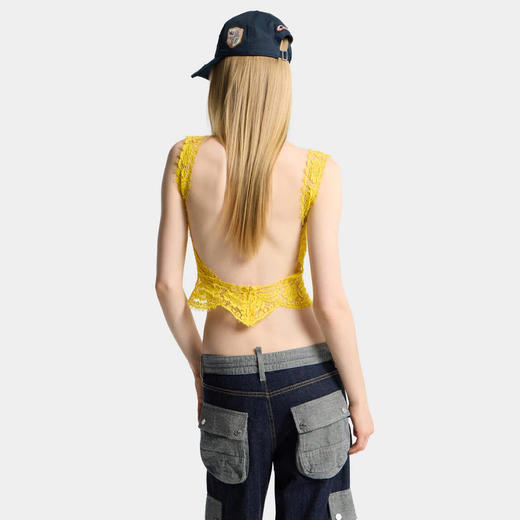 DSQUARED2 女士索菲蕾丝背心 黄色 S75NC1134 S53834 171 商品图3