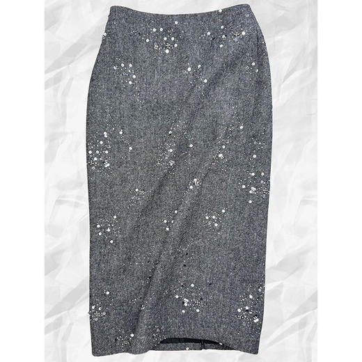 【贝拉推荐】高阶智性美 H型灰色羊毛钉珠半裙 普ra达克制的性感 时髦知识分子羊毛半裙 商品图5