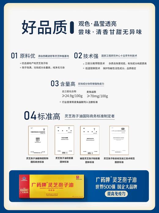 白云山汉方广药牌灵芝孢子油软胶囊400mg*30粒增强免疫力世界五百强送礼 孢子油软胶囊400mg*30粒*6瓶 商品图6