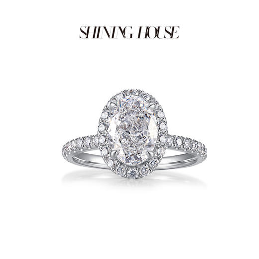 【预售】ShiningHouse[培育] 18k金钻石戒指 椭圆形2克拉钻人工真钻人造钻石K金戒指时尚钻石戒指悦己送礼臻选【此商品不支持7天无理由退货退款】预计3日发货 商品图1
