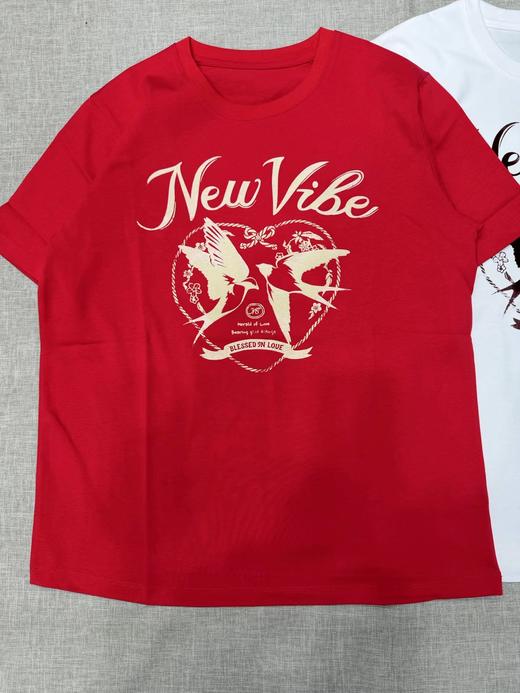 F013027短袖T恤2026春新品棉质双层植绒印花新年燕子 商品图8