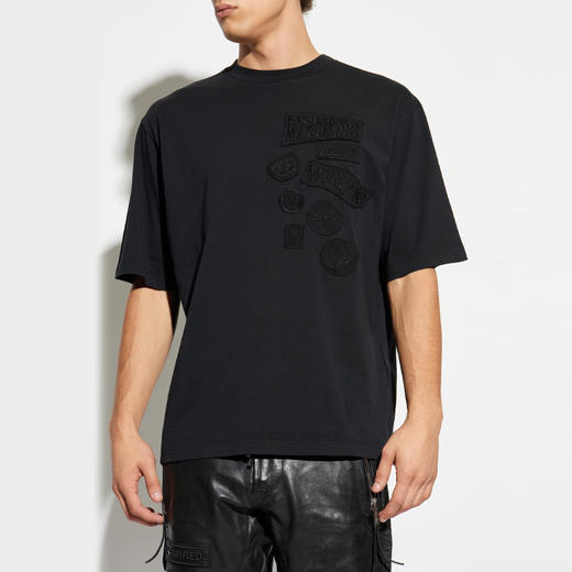 DSQUARED2 男士Magliano联名徽标刺绣贴片棉质圆领短袖T恤 黑色 S71GD1597 D20035 900 商品图1