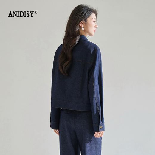 2026春装廓形显瘦翻领长袖单排扣牛仔外套 商品图4