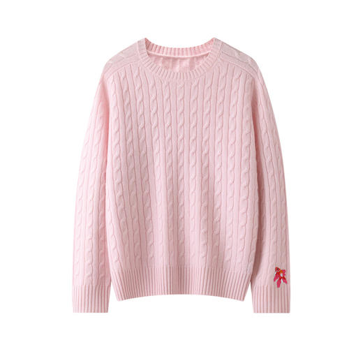 【来点不一样的】320克重麻花秋冬新款圆领！100纯山羊绒衫加厚女慵懒宽松套头显瘦毛衣针织！ 商品图1