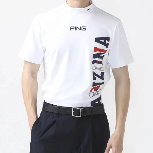 PING 高尔夫男士 夏季速干 小立领竖印花短袖T恤 吸水速干 商品图2