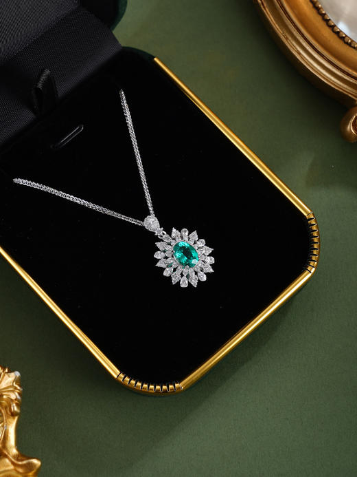 子佩集【炽光序章】银S925套链【PM2275-XF】项链培育宝石祖母绿2601 商品图4