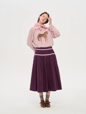 宋轶同款波尔小马手绘印花装饰线插肩袖上衣