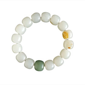 【天然正品】天然精品细腻新疆籽料桶珠约12.2*11.1MM油润度佳和田玉手串12.2*11.1MM（皆取最大值）170126NJS55