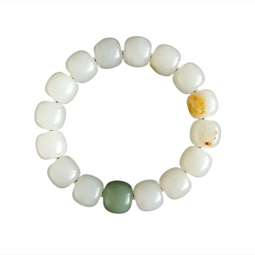 【天然正品】天然精品细腻新疆籽料桶珠约12.2*11.1MM油润度佳和田玉手串12.2*11.1MM（皆取最大值）170126NJS55 商品图0