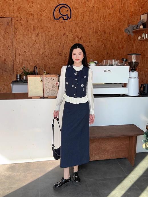 香y同款小香风套装 高级感衬衫/马甲/半身裙三件套 商品图1