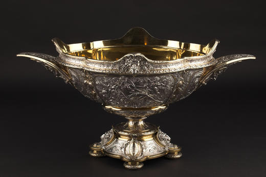 独角鹿西洋古董19世纪英国名坊Elkington&Co.签名出品古典神话人物主题纯银及镀金精雕餐桌中央摆件 商品图1